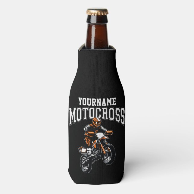 Personalized Motocross Dirt Bike Rider Racing   Bottle Cooler (Bottle Front)