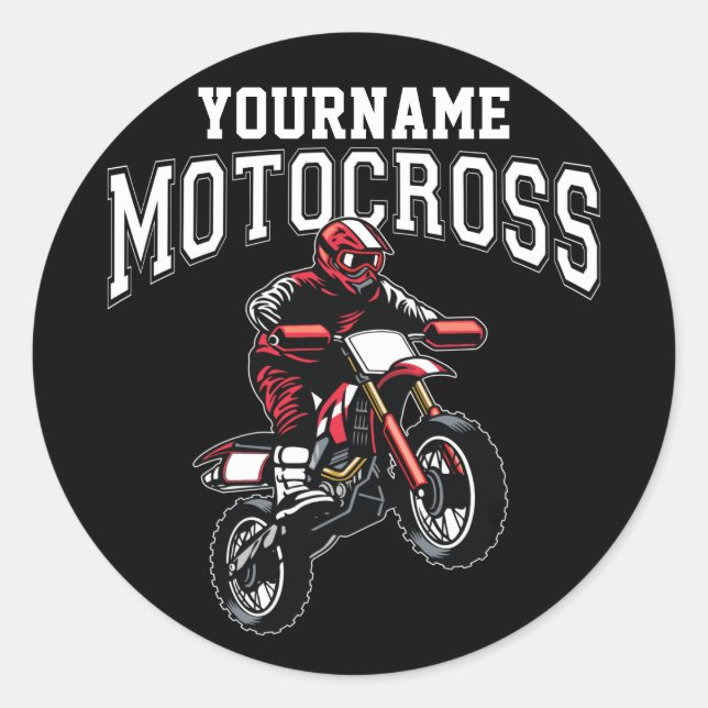 Personalized Motocross Dirt Bike Rider Racing  Classic Round Sticker (Front)
