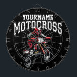 Personalized Motocross Dirt Bike Rider Racing Dartboard<br><div class="desc">Custom NAME Dirt Bike Rider Motocross Racing Moto Racer Motorcycle Gifts - Choose Colour and Customize with your Name or Custom Text!</div>