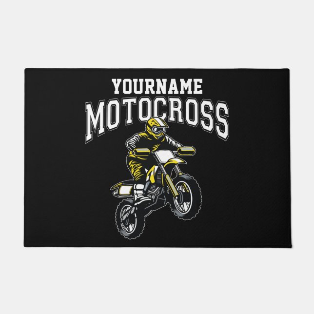Personalized Motocross Dirt Bike Rider Racing  Doormat (Front)