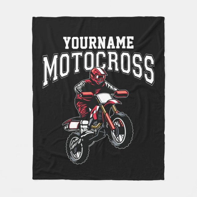 Personalized Motocross Dirt Bike Rider Racing  Fleece Blanket (Front)