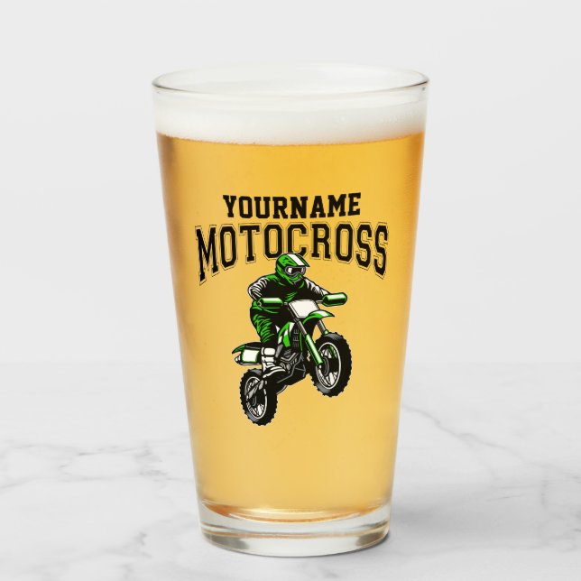Personalized Motocross Dirt Bike Rider Racing Glass (Front Filled)