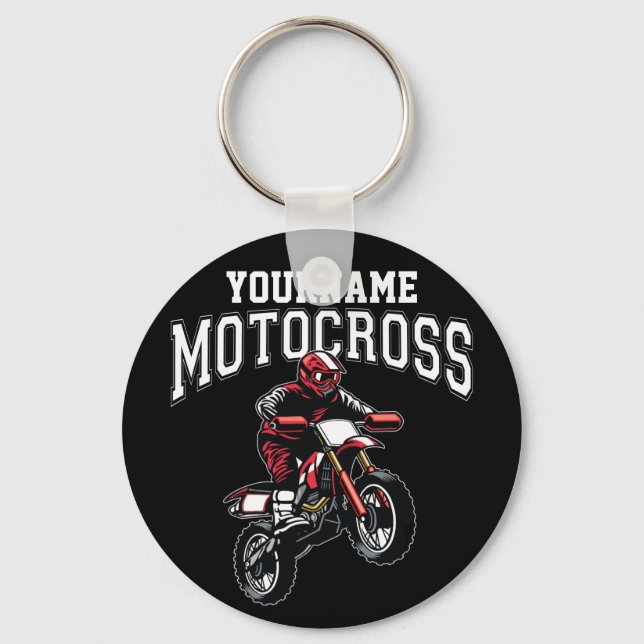 Personalized Motocross Dirt Bike Rider Racing  Keychain (Front)