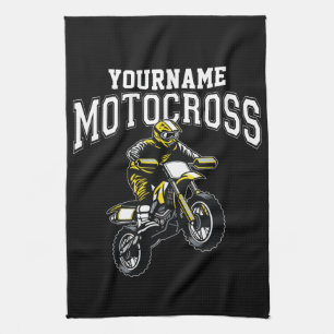 Personalized Motocross Dirt Bike Rider Racing  Kitchen Towel
