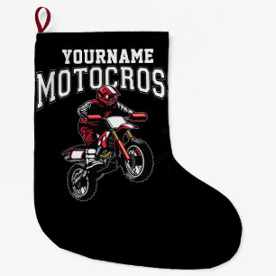 Personalized Motocross Dirt Bike Rider Racing  Large Christmas Stocking