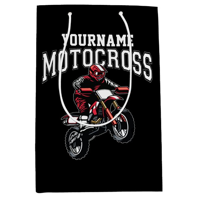 Personalized Motocross Dirt Bike Rider Racing  Medium Gift Bag (Front)