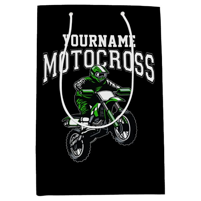 Personalized Motocross Dirt Bike Rider Racing  Medium Gift Bag (Front)