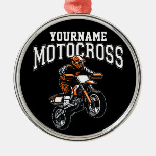 Personalized Motocross Dirt Bike Rider Racing Metal Ornament