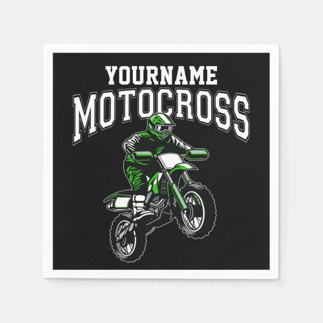 Personalized Motocross Dirt Bike Rider Racing Napkin (Front)
