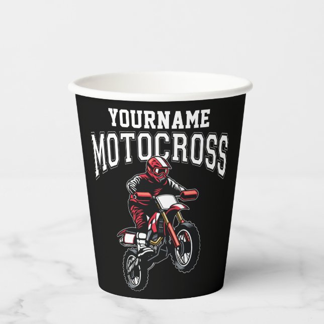 Personalized Motocross Dirt Bike Rider Racing Paper Cups (Front)