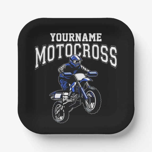 Personalized Motocross Dirt Bike Rider Racing Paper Plate (Front)