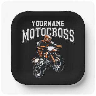 Personalized Motocross Dirt Bike Rider Racing  Paper Plate
