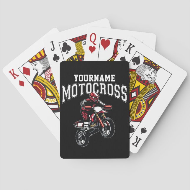 Personalized Motocross Dirt Bike Rider Racing  Playing Cards (Back)