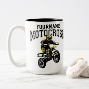 Personalized Motocross Dirt Bike Rider Racing Two-Tone Coffee Mug