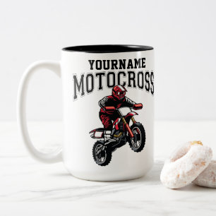 Personalized Motocross Dirt Bike Rider Racing  Two-Tone Coffee Mug