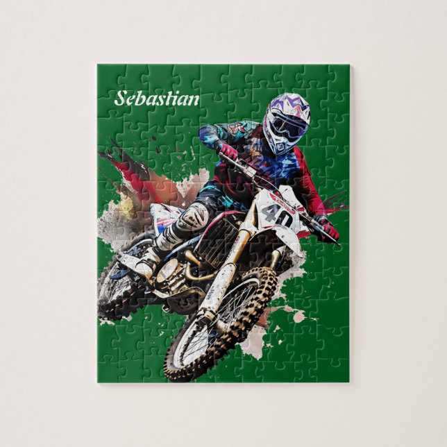 Personalized motocross jigsaw puzzle (Vertical)