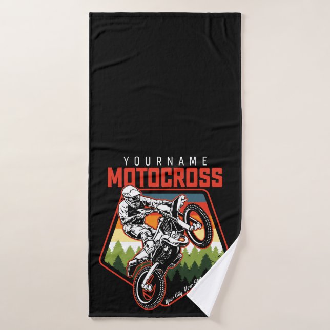Personalized Motocross Racing Dirt Bike Trail Ride Bath Towel Set (Bath Towel)