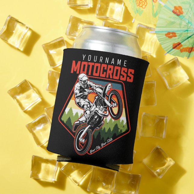 Personalized Motocross Racing Dirt Bike Trail Ride Can Cooler (In Situ Summer)
