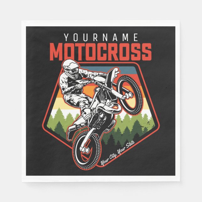 Personalized Motocross Racing Dirt Bike Trail Ride Napkin (Front)