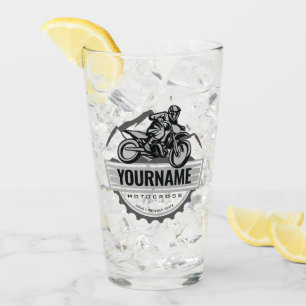 Personalized Motocross Rider Dirt Bike Hill Racing Glass
