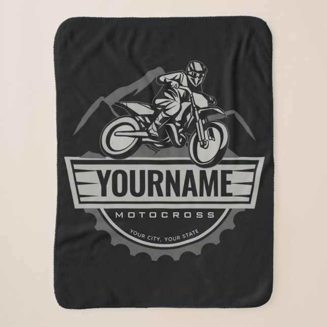 Personalized Motocross Rider Dirt Bike Hill Racing Sherpa Blanket (Front)