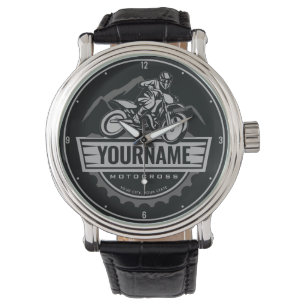 Personalized Motocross Rider Dirt Bike Hill Racing Watch