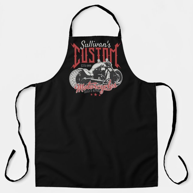  Personalized Motorcycle Big Bad Bike Biker Garage Apron (Front)