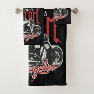 Personalized Motorcycle Big Bad Bike Biker Garage Bath Towel Set
