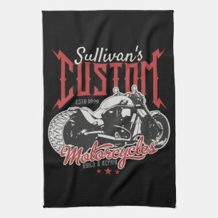 Personalized Motorcycle Big Bad Bike Biker Garage Kitchen Towel