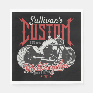 Personalized Motorcycle Big Bad Bike Biker Garage  Napkin