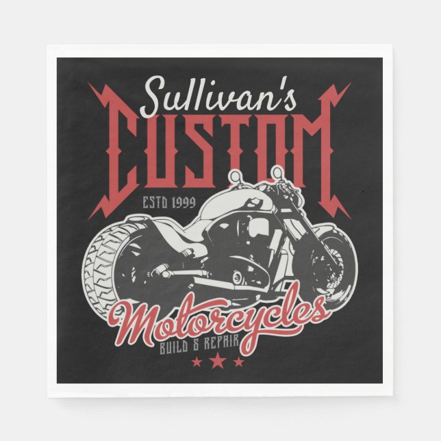Personalized Motorcycle Big Bad Bike Biker Garage  Napkin (Front)