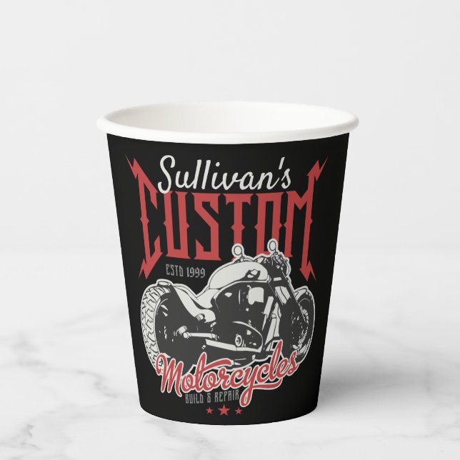 Personalized Motorcycle Big Bad Bike Biker Garage  Paper Cups (Front)