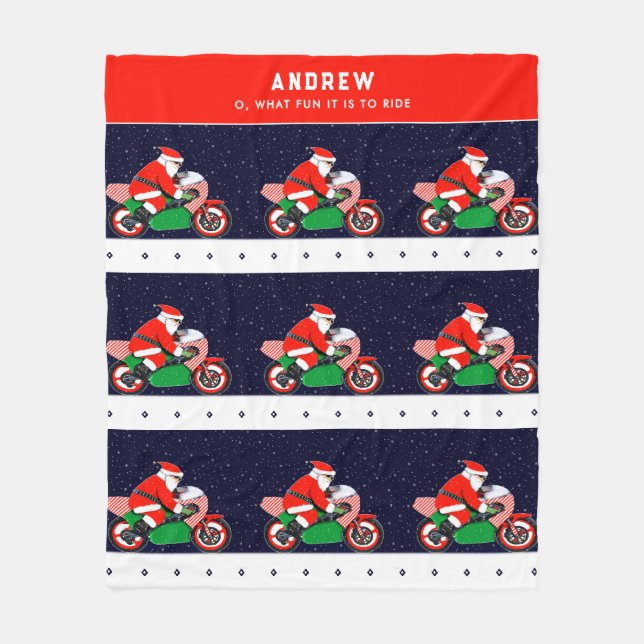 Personalized Motorcycle Biker Holiday Gift Fleece  (Front)