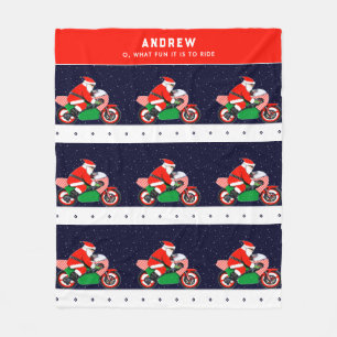 Personalized Motorcycle Biker Holiday Gift Fleece  Blanket