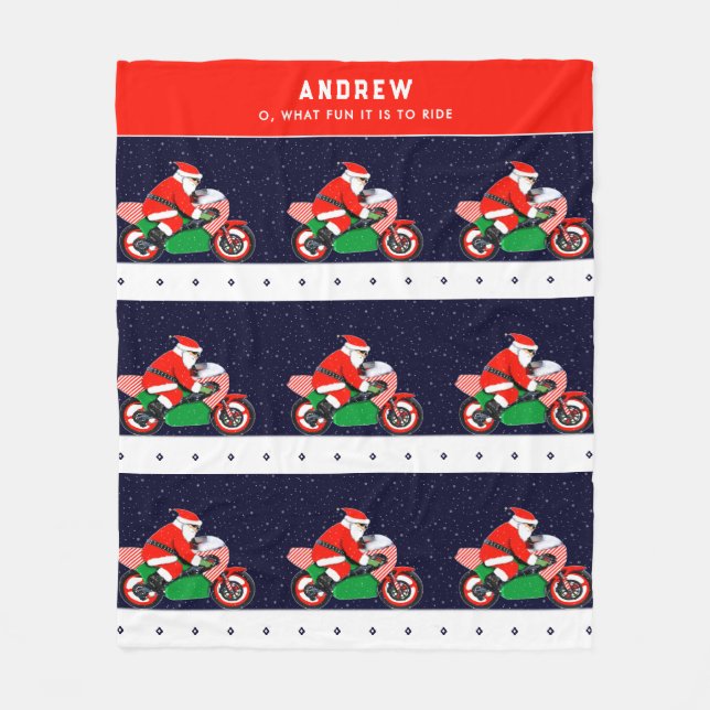 Personalized Motorcycle Biker Holiday Gift Fleece  Blanket (Front)