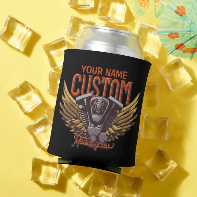  Personalized Motorcycle Eagle Wings Biker Garage  Can Cooler (In Situ Summer)