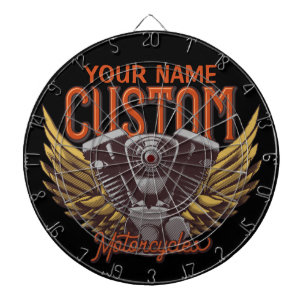 Personalized Motorcycle Eagle Wings Biker Garage Dartboard
