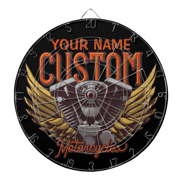  Personalized Motorcycle Eagle Wings Biker Garage  Dartboard (Front)