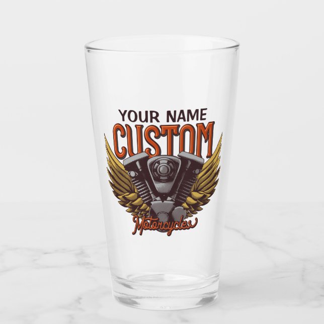  Personalized Motorcycle Eagle Wings Biker Garage Glass (Front)