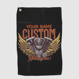 Personalized Motorcycle Eagle Wings Biker Garage Golf Towel
