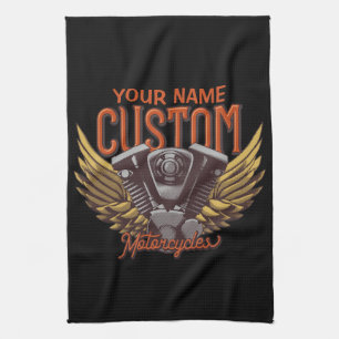  Personalized Motorcycle Eagle Wings Biker Garage Kitchen Towel