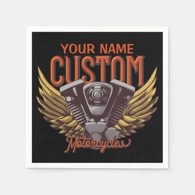  Personalized Motorcycle Eagle Wings Biker Garage  Napkin (Front)