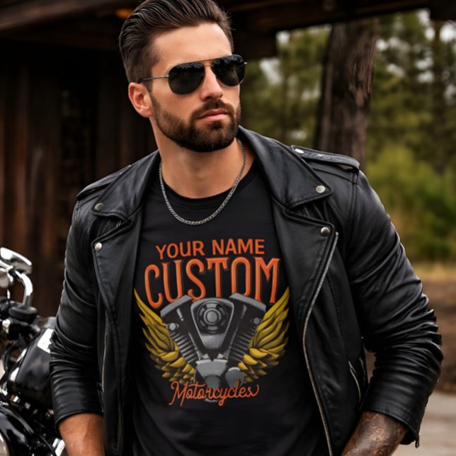  Personalized Motorcycle Eagle Wings Biker Garage T-Shirt (Creator Uploaded)