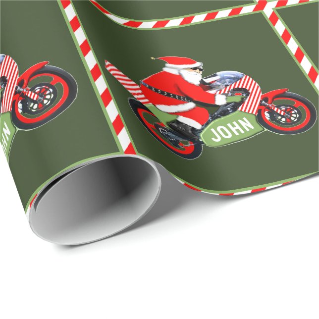 Personalized Motorcycle Holiday Gift Wrapping Paper (Roll Corner)