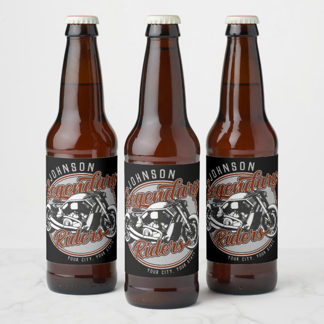 Personalized Motorcycle Legendary Rider Biker NAME Beer Bottle Label (Bottles)