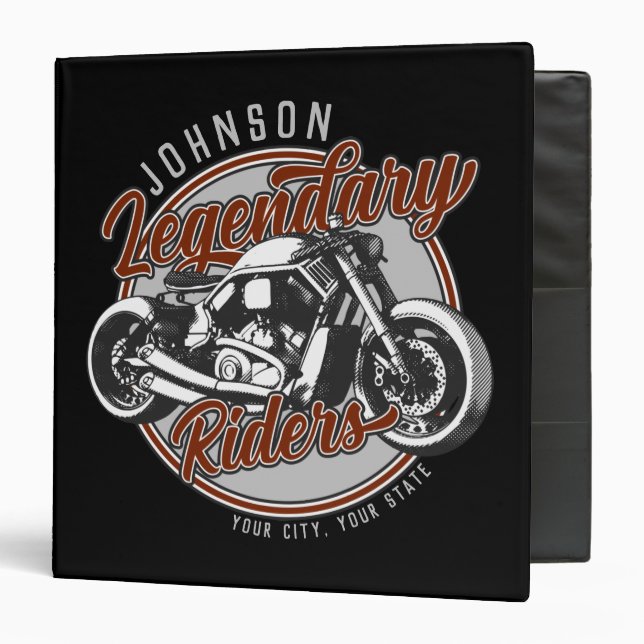Personalized Motorcycle Legendary Rider Biker NAME Binder (Front/Inside)