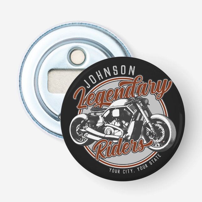 Personalized Motorcycle Legendary Rider Biker NAME Bottle Opener (Front)