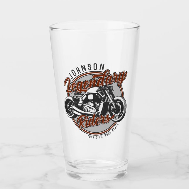 Personalized Motorcycle Legendary Rider Biker NAME Glass (Front)