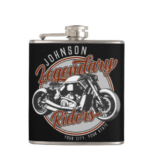 Personalized Motorcycle Legendary Rider Biker NAME Hip Flask