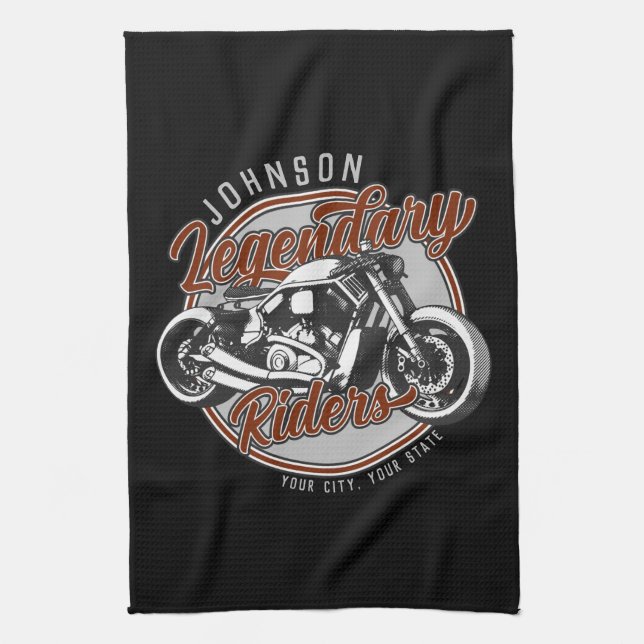 Personalized Motorcycle Legendary Rider Biker NAME Kitchen Towel (Vertical)